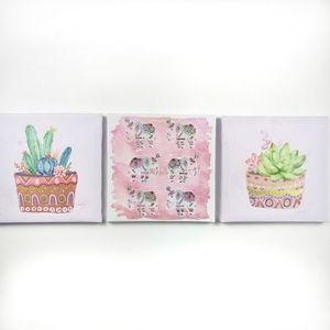 Metallic Gold Trim Water Color Canvas Wall Art